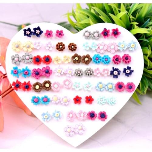 36 Pairs/lot Mixed Style Colorful Sun Flower earrings Set for Girl Trendy Women Plastic Stud Earrings Jewelry Gifts Dropshipping