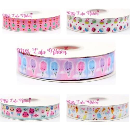 6mm-75mm cupcake candy printed ribbon ice cream grosgrain ribbon 22mm handmade hair bows gift wrap 50 yards 1"25mm 1-1/2"38mm