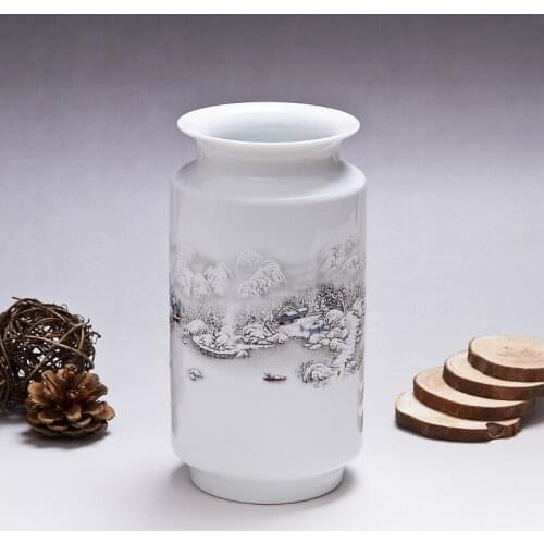 Jingdezhen ceramic vase snow pattern living room wine cabinet antique rack ornaments crafts flower arranging decorations
