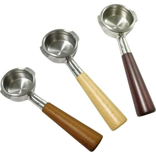 Coffee Bottomless Portafilter 58mm Apply for Coffee Machine Filter Holder Stainless Steel Cup Filter Basket,Wooden Coffee Handle