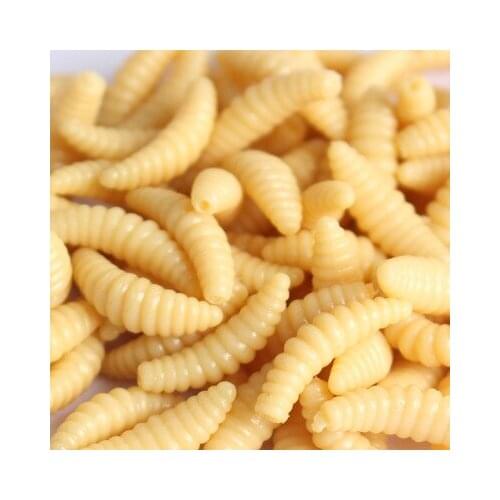 Hot Sale 50 Pieces 2 Cm 0.3 G Bionic Maggot Soft Bait Hook Smell Worm Glowing Shrimp Bait Maggot Fake Bait