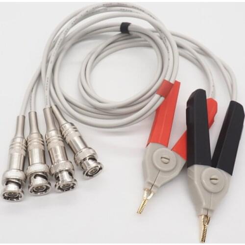 Kelvin Clips LCR Meter Leads Lead/Clip Cable/Clamp 60-70cm 4 BNC Wires Ports Function For Component Testing Clip