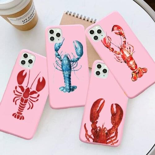 Lobster crab Animal Classic Phone Case Candy Color for iPhone 6 7 8 11 12 s mini pro X XS XR MAX Plus luxury shell cover
