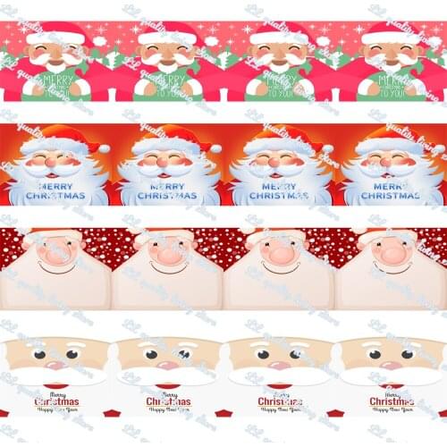WL 16mm/22mm/25m Santa Claus Printed Grosgrain Ribbon Gift Wrapping Hair Bow Diy Christmas Party Decoration Craft Supplies 50Y
