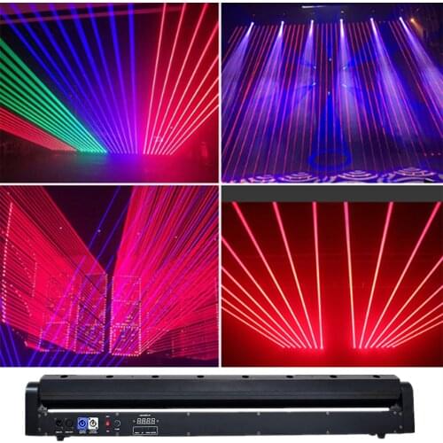 Eight head eight beam red laser lamp laser rain curtain moving head scanning the wedding performance bar KTV stage lighting