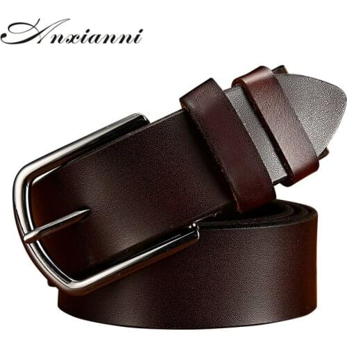 Anxianni Genuine leather Vintage Belt for Men High Quality Natural Cow Leather No interlayer Jeans Masculine Cummerbund Belts