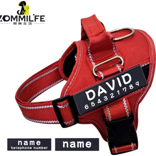 KOMMILIFE Nylon Personalized Dog Harness Breathable Pet K9 Harness For Dogs Reflective Pet Dog Collar Leash Set Dog Accessories