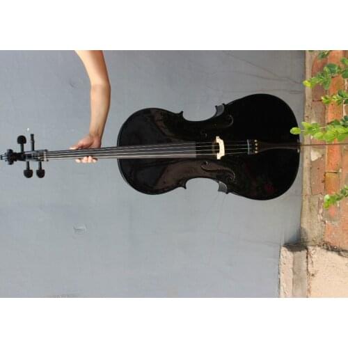New 4/4 cello Spruce top Maple Back Ebony Parts Powerful Sound Black Color