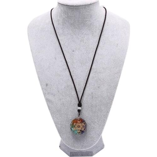 Orgonite Pendant Om Symbol Necklace Chakra Healing Energy Necklace Meditation Jewelry Handmade
