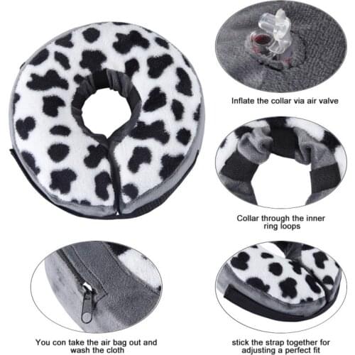Pet Collar Zipper Plush PVC Adjustable Inflatable Small Medium Large Dog Anti-bite Wound Healing Protective Neck Ring Supplies