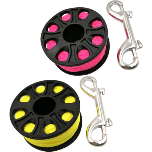 30M Scuba Diving Aluminum Alloy Spool Finger Reel with Stainless Steel Bolt Snap Hook SMB Safe Equipment BCD Accessories