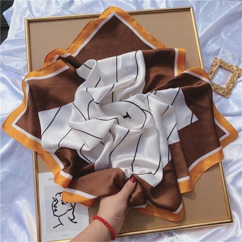 2021 Spring Fashion Thin Style Luxury High Quality Twill Silk Scarf Muslim Mulberry Silk Fashion Ladies Headband foulard 90*90cm