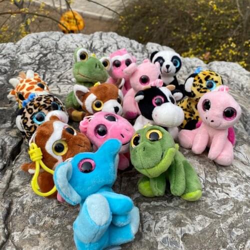 10cm Animals Frog Leopard Plush Pendant, Backpack Decoration keychain Monkey Elepant Panda Keyring