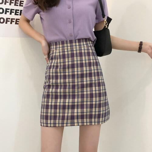 Retro Plaid Skirt Summer Mini Skirt A-line High Waist Korean Fashion Preppy Style Kawaii Skirts Streetwear Girls Sexy Skirt
