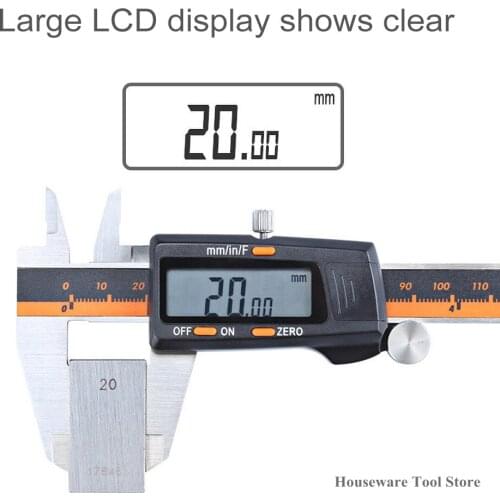 Stainless Steel Caliper Digital Display Caliper Fraction LCD Vernier Automatically Converts Measurement Inches Millimeters Tools