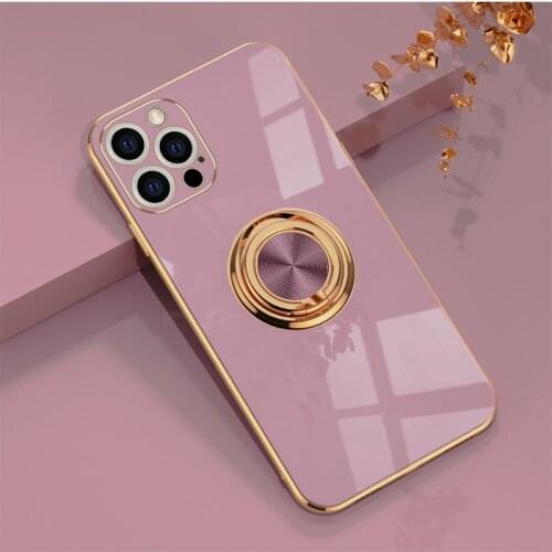 Luxury Cute Plating Silicone Ring Bracket Phone Case For iPhone 12 11 Pro XS max XR X 8 7 Plus Ultra-thin Magnetic Stand Cover