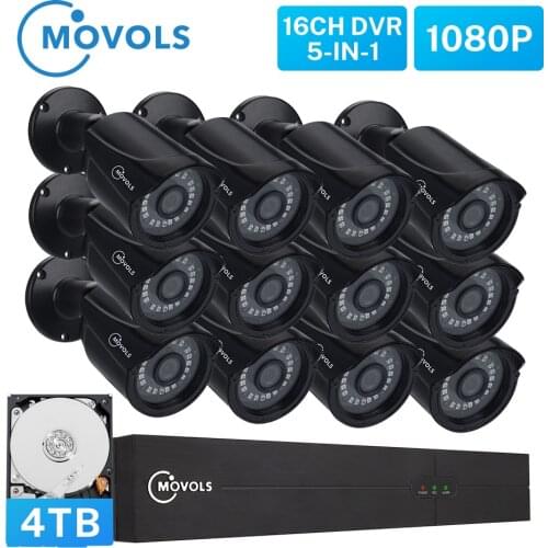 MOVOLS 2MP H.265 16CH Video Surveillance System 1080P IR-CUT Indoor Outdoor Waterproof CCTV Camera P2P Security Surveillance Set