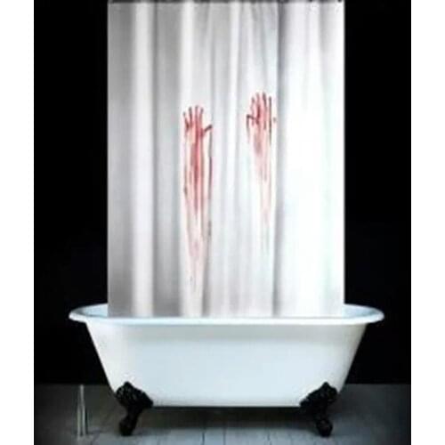 Scary Blood Hand Print Halloween Shower Curtain Waterproof Mildew Polyester Bathroom Fabric For Bathtub Art Decoration