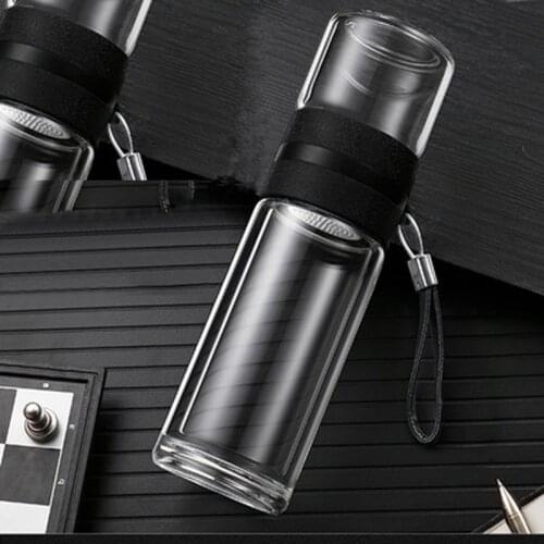 Insulation Cup Tea Separation Tea Cup Double Insulation Thick Glass Cup Transparent Glass Water Cup Creative Cup B20016