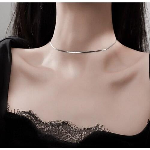 Delicate Shining Silver Color Chain Necklace For Woomen Girl Simple Clavicle Chain Party Jewelry Wholesale