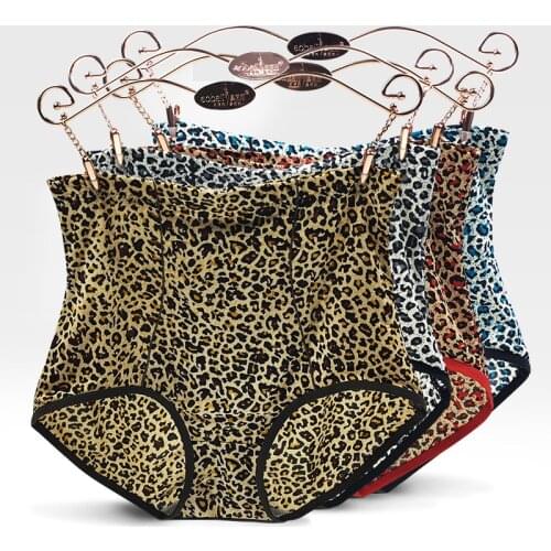 Women Fashion Leopard Print Briefs Underwear Women Elastic Panties High Waist Summer Sexy Breathable Seamless Panties Underwear
