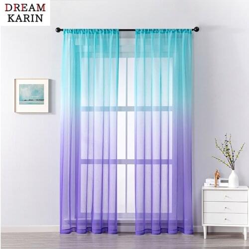 DREAM KARIN Multi Color Gradient Tulle Curtains for Living Room Bedroom Modern Organza Voile Curtains Window Treatment Panels