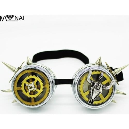 Vintage Retro Victorian Gothic Cosplay Rivet Steampunk Goggles Clock Wheel Gear Glasses Welding Punk