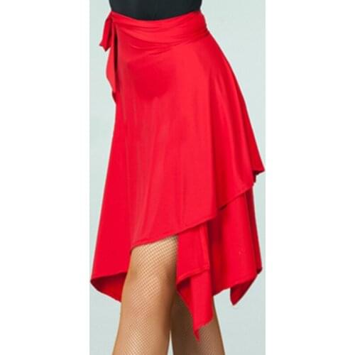 Latin Dance Skirt Women Solid Color Lace-up Irregular Latin Dance Skirt For Ballroom Dance Tango Chacha Dancing Skirts