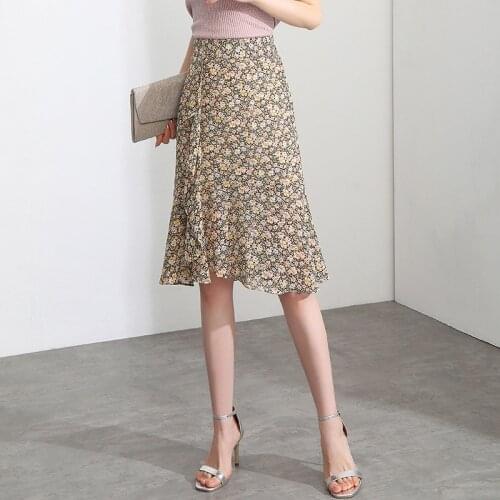 Women Pleated Tutu Tennis Beach Kawaii Skirt Jupe Punk Short Grey Yellow Chiffon Floral Skirts High Waist Goth Sexy Mini Summer