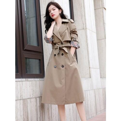 High End Windbreaker Womens Middle Long Spring Dress New Loose Temperament British Fashion Coat