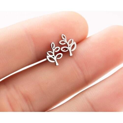 Delicate Developmental Little Tree Stud Earrings for Women Lovely Tree Jewelry Stainless Steel Women Student Earrings