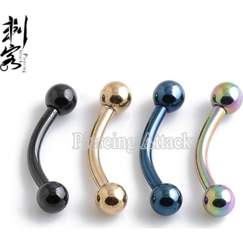 16 Gauge Titanium Anodized Ball Eyebrow Ring Banana Eyebrow Body Jewelry
