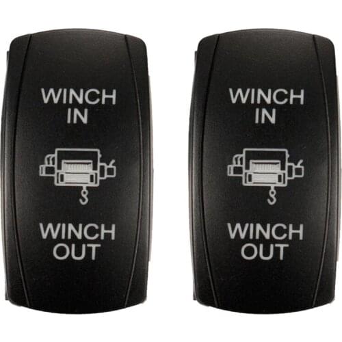 2Pcs 7 Pin Momentary Rocker Switch Winch In Winch Out 12V ON-OFF-ON LED Light - Red & Green