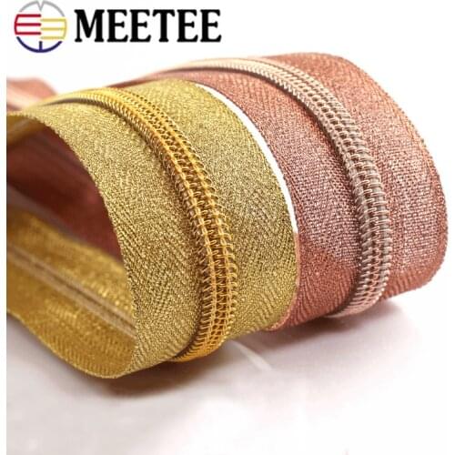 5Meters Colors Rose Gold Teeth 5# Nylon Zippers Plastic Roll Zip for Bag Purse Zipper Repair Kit DIY Garment Sewing Accessories