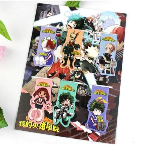 6pcs Anime Boku no Hero Academia Magnetic Bookmark Magnet Bookmark Child Student Kawaii Gift Bookmarks Office Stationery
