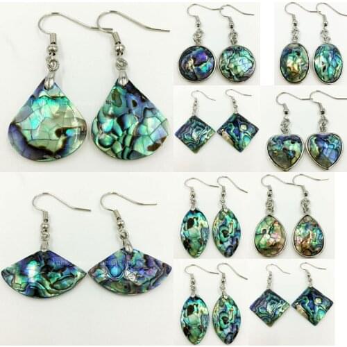 Free Shipping Women Fashion Jewelry New Zealand Ablone Shell Women Bead Dangle Earrings Pair C5106