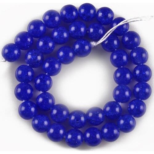 Natural Stone Dark Blue Quartz Cracked Crystal Glass Loose Beads For Jewelry Making Diy Bracelet Necklace 6 8 10 12mm Pick Size