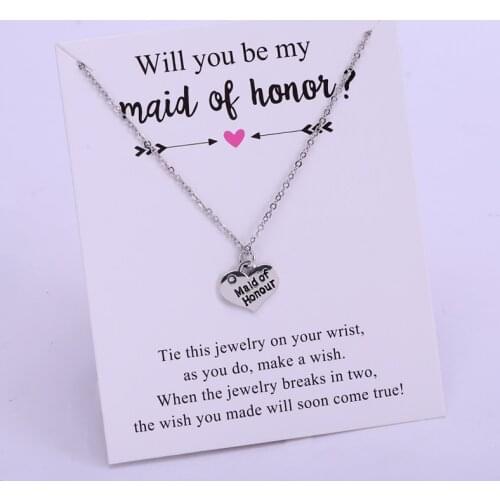 Maid of Honor Bridesmaid Bride Chain Necklaces Flower Girl Wedding Party Gift Women Jewelry Drop Shipping