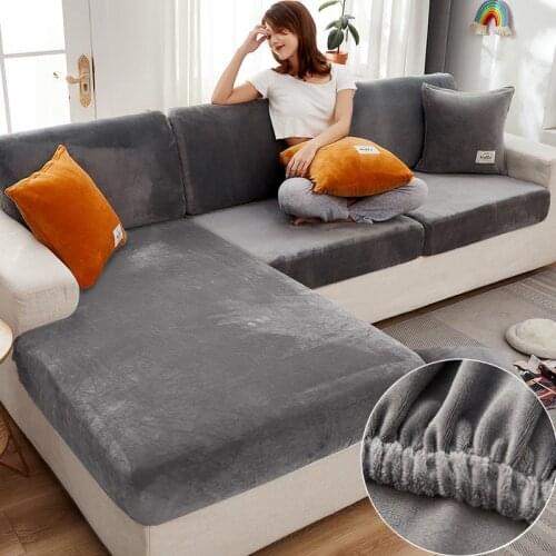 Velvet stretch corner non-slip sofa cover living room furniture cover corner cover stretch fabric soft sofa cushion cover