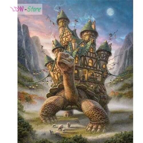 DIY 5D Diamond Mosaic Cross Stitch Handmade Crafts Full Square/round Diamond Painting The Turtle castle Patterns craft NEW186