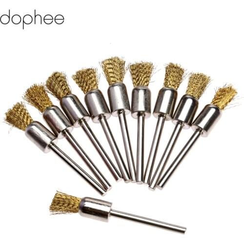 Dophee 10Pcs 8MM Dremel Accessories Rotary Brushes Brass Wire Brush For Dremel Rotary Tools Drill Polish Accessory 3mm Shank