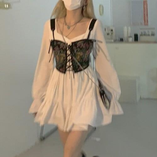 Elegant Evening Party Midi Dresses Women Long Sleeve Casual Vintage Korean Fashion Dress Slim Retro France Dress Autumn 2021 New