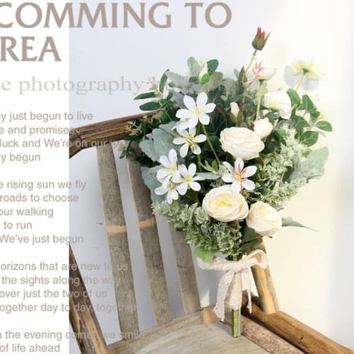 Artificial Bouquet Ramos De Novia Wedding Flowers Peony Daisy Flowers Bridesmaid Bouquets Fake Eucalyptus Leave Wedding Bouquet