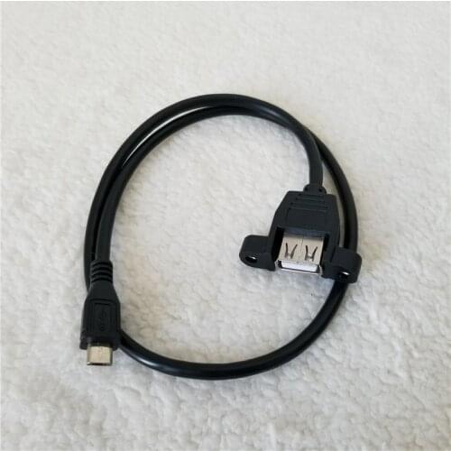 USB Micro 5Pin to USB Type A Panel Mount Cable Male to Female Data Extension Wire can be Fixed for Hard Drive Phone Black 50cm