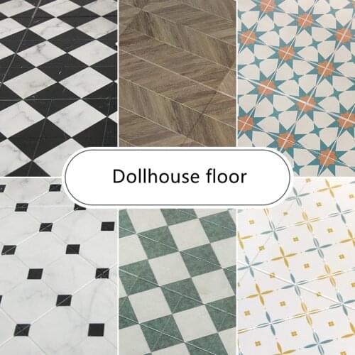 Aizulhomey Dollhouse ABS Double-Sided Color Floor Tiles BJD Blyth OB11 Lol Doll Room Accessories Mouse House Furniture Kitchen