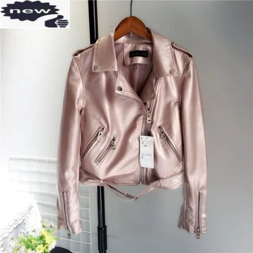 Women Spring Autumn Short Pu Casual Slim Fit Faux Patent Leather Coat Zipper Punk Outwear Female Biker Jacket