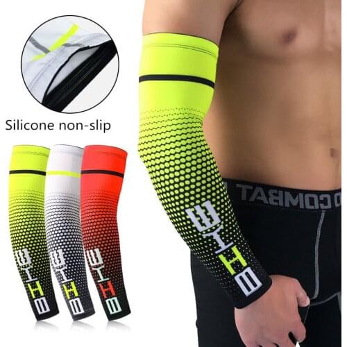Summer Bicycle Sleeves UV Protection Running Cycling Arm Warmers Cover Cuff Breathable Compression Sports Basketball Elbow Pad