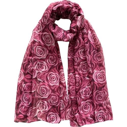 Fashion Rose Floral Print Womens Scarf Shawl Wrap Soft Lightweight Oversized Gift for Her