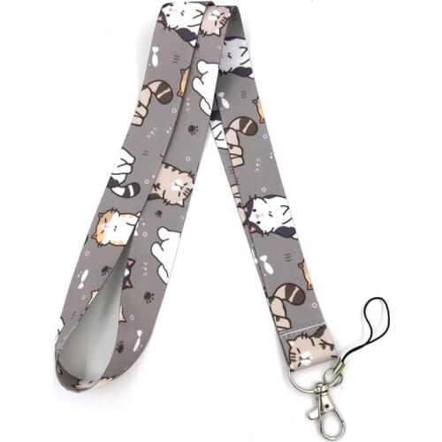 Cartoon cat Fashion simple keychain mobile phone neck lanyard key ID card mobile phone USB key lanyard