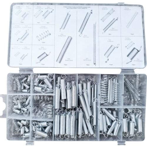 Compression & Extension Spring 200 pc Assortment Set, Heavy-Duty Steel Wire – Metal Tension Springs Replacement Kit
